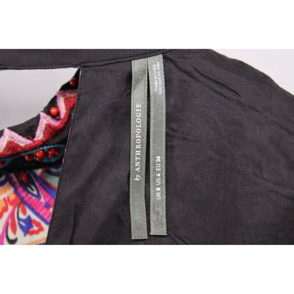 Anthropologie Women's Tiered Mix Print Mini Dress Multi Color Sz 4 - Picture 6 of 13